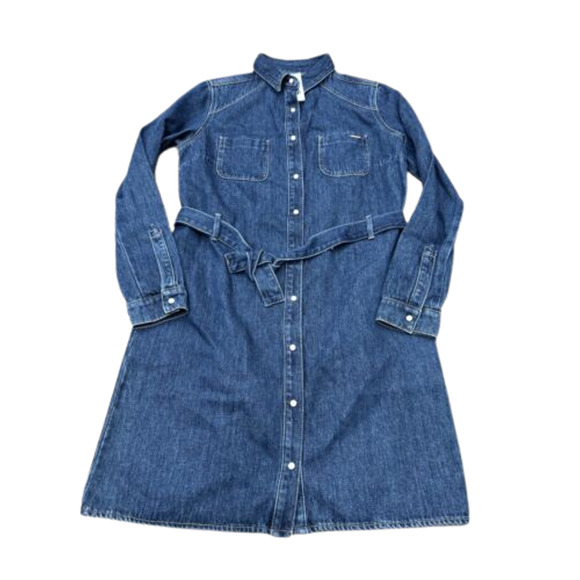 Mavi Womens Size Small Denim Jean Button Down Belted Long Sleeve Midi Dress NWT - Picture 1 of 9